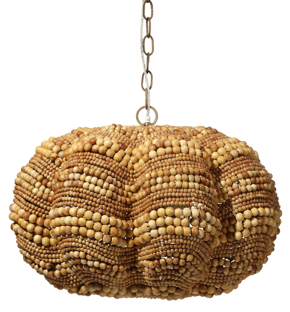 Jamie Young Co. Clamshell Wood Beaded 4-light Small Chandelier Natural Mango Wood,Metal, Iron 5clam-smna