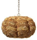 Clamshell Coastal 4-Light Chandelier - Hand-Carved Mango Wood Beads for a Tropical Oasis Feel