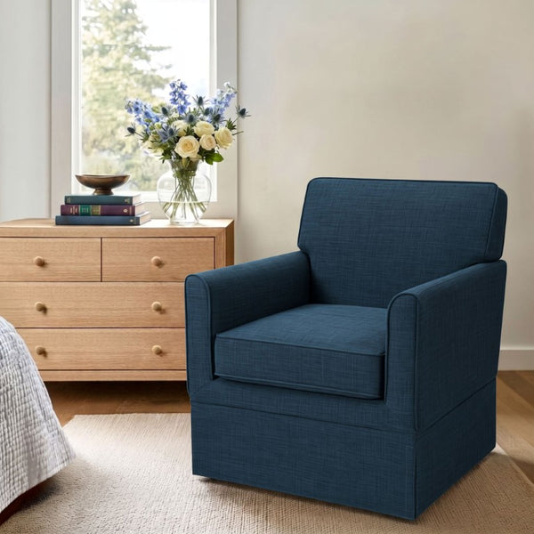 JLA Home Paula Upholstered Accent Armchair with Piped Track Arms and Tailored Skirted Base Navy 5DS100-0068