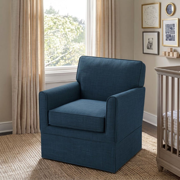 JLA Home Paula Upholstered Accent Armchair with Piped Track Arms and Tailored Skirted Base Navy 5DS100-0068