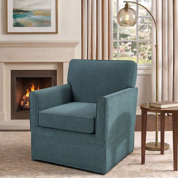 JLA Home Paula Upholstered Accent Armchair with Piped Track Arms and Tailored Skirted Base Teal 5DS100-0069