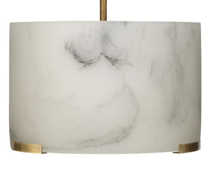 Jamie Young Co. Elancourt Faux Alabaster Resin Drum Pendant Light with Antiqued Brass Hardware 5ELAN-PDAB