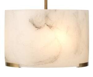 Elancourt Faux Alabaster Resin Drum Pendant Light with Antiqued Brass Hardware