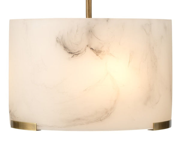 Elancourt Faux Alabaster Resin Drum Pendant Light with Antiqued Brass Hardware