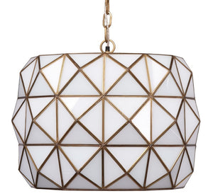 Jamie Young Co. Hollywood Geometric White Glass Pendant Antiqued Brass Kitchen Island Glam Light 5HOLL-PEBR