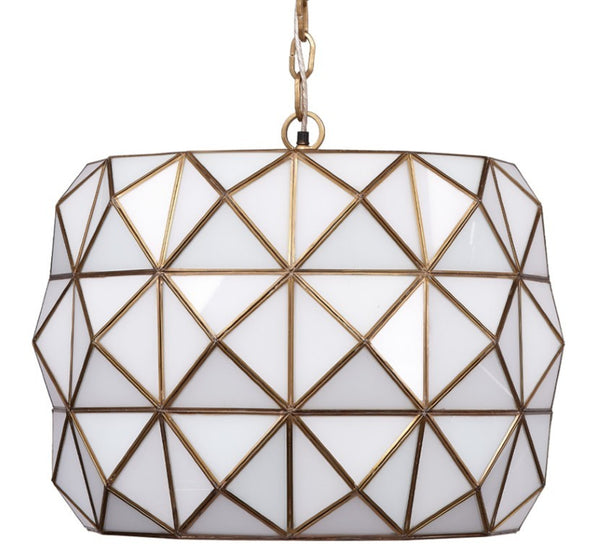 Jamie Young Co. Hollywood Geometric White Glass Pendant Antiqued Brass Kitchen Island Glam Light 5HOLL-PEBR