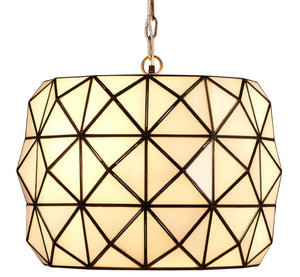Hollywood Geometric White Glass Pendant Antiqued Brass Kitchen Island Glam Light