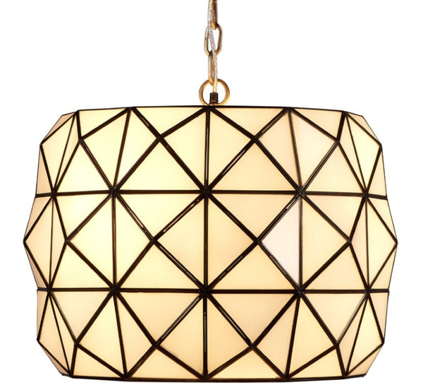 Hollywood Geometric White Glass Pendant Antiqued Brass Kitchen Island Glam Light