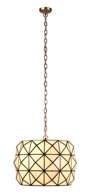 Hollywood Geometric White Glass Pendant Antiqued Brass Kitchen Island Glam Light