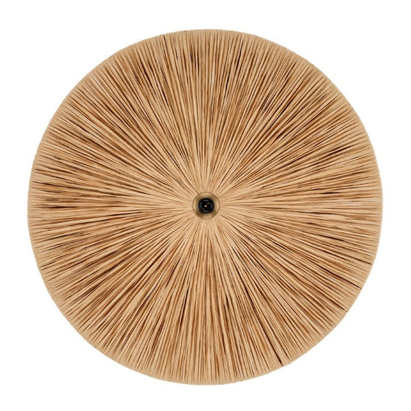 Parasol Large Raffia Wrapped Pendant Light with Brass Hardware for Dining Room or Entryway