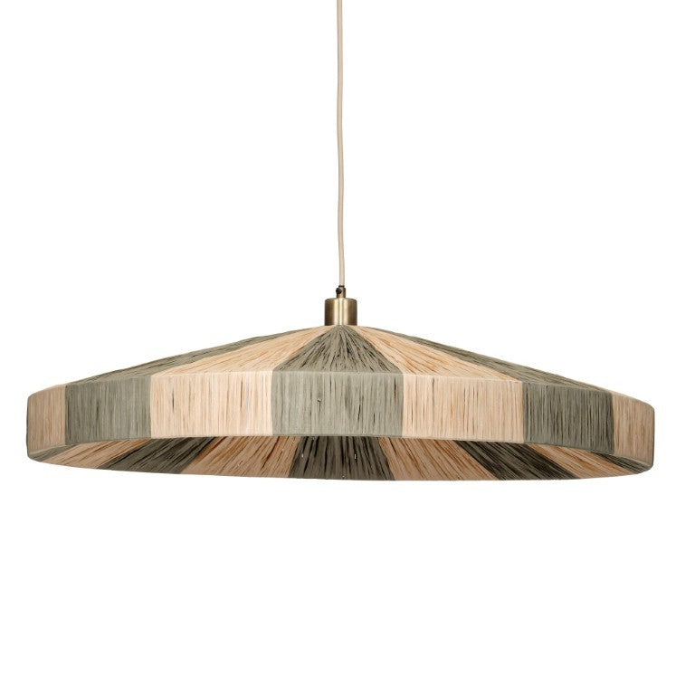 Jamie Young Co. Parasol Large Raffia Wrapped Pendant Light with Brass Hardware for Dining Room or Entryway Green 5PARA-LPESG