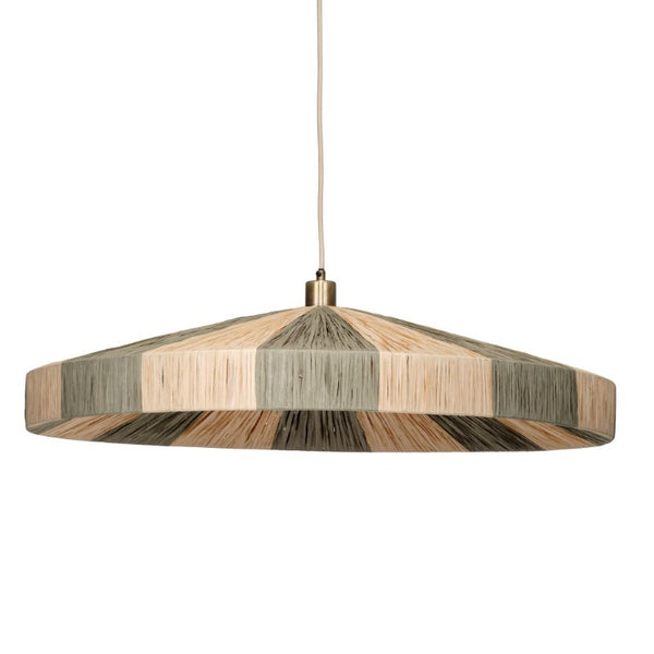 Jamie Young Co. Parasol Large Raffia Wrapped Pendant Light with Brass Hardware for Dining Room or Entryway Green 5PARA-LPESG