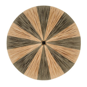 Parasol Large Raffia Wrapped Pendant Light with Brass Hardware for Dining Room or Entryway