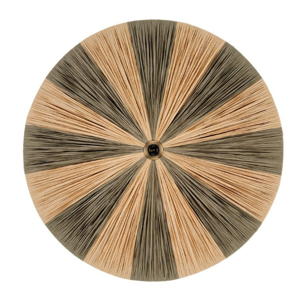 Parasol Large Raffia Wrapped Pendant Light with Brass Hardware for Dining Room or Entryway