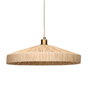 Jamie Young Co. Parasol Raffia Wrapped Pendant Light with Brass Hardware for Dining Room or Entryway Decor Natural 5PARA-SPENA