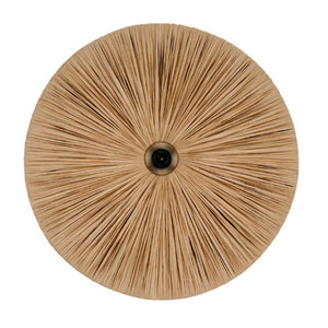 Parasol Raffia Wrapped Pendant Light with Brass Hardware for Dining Room or Entryway Decor