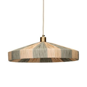Parasol Raffia Wrapped Pendant Light with Brass Hardware for Dining Room or Entryway Decor