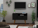 Manhattan Comfort Tribeca Mid-Century Modern TV Stand Black 5PMC70