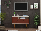 Manhattan Comfort Tribeca Mid-Century Modern TV Stand Off White and Terra Orange Pink 5PMC85