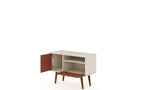 Manhattan Comfort Tribeca Mid-Century Modern TV Stand Off White and Terra Orange Pink 5PMC85