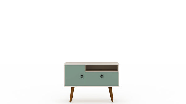 Manhattan Comfort Tribeca Mid-Century Modern TV Stand Off White and Green Mint 5PMC86