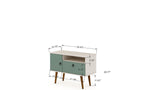 Manhattan Comfort Tribeca Mid-Century Modern TV Stand Off White and Green Mint 5PMC86