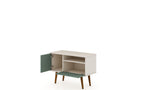 Manhattan Comfort Tribeca Mid-Century Modern TV Stand Off White and Green Mint 5PMC86