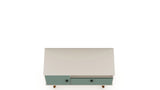 Manhattan Comfort Tribeca Mid-Century Modern TV Stand Off White and Green Mint 5PMC86