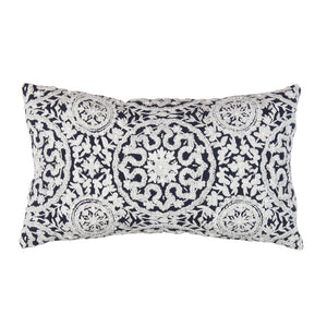 Pasargad Home Naples Luxury Embroidered Pillow – Enhance Your Space With Glamorous Style Navy Cotton & Bamboo Silk Pcc-6614n