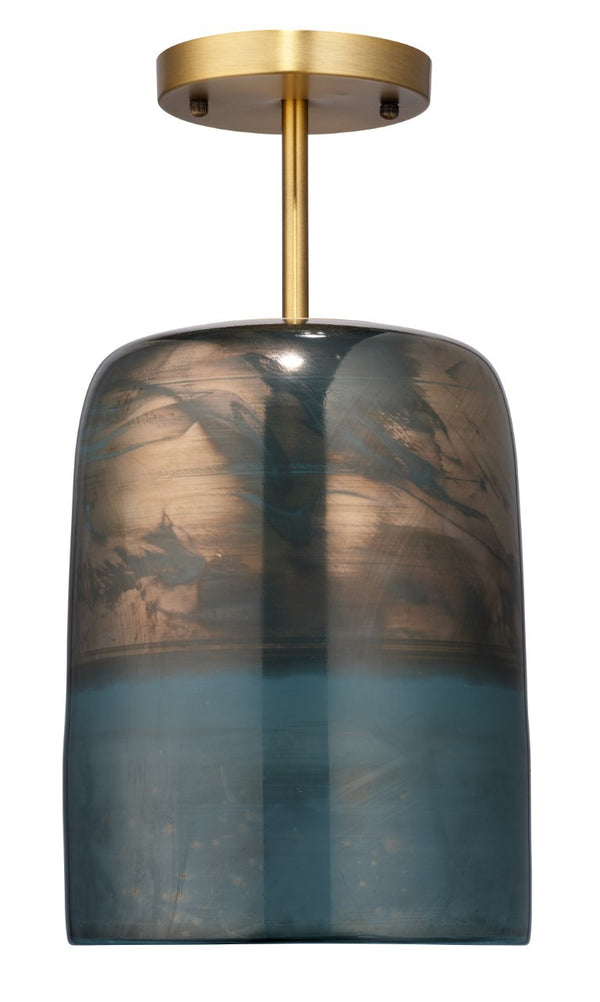 Jamie Young Co. Vapor Iridescent Hand Blown Glass Semi Flush Mount with Antique Brass Canopy Ceiling Light 5VAPO-FMAQ