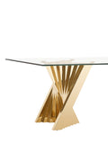 VIG Furniture Modrest Buquet - Glam Glass + Champagne Gold Rectangular Dining Table VGZA-T124-GLD