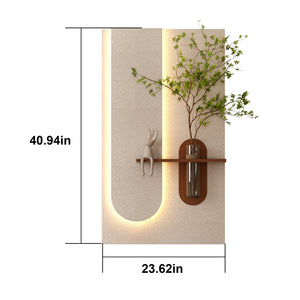 English Elm Adjustable 3-Color Led Sandstone Wall Decor With Greenery & Rabbit Statue - Modern 3D Art Accent W2700P313029