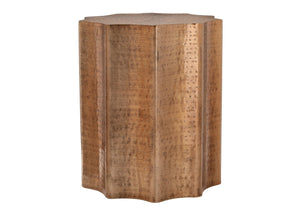 English Elm Accent Table - Hand-Crafted Copper Metal Drum With Scalloped Design, Perfect For Living Spaces & Style B2710P219443