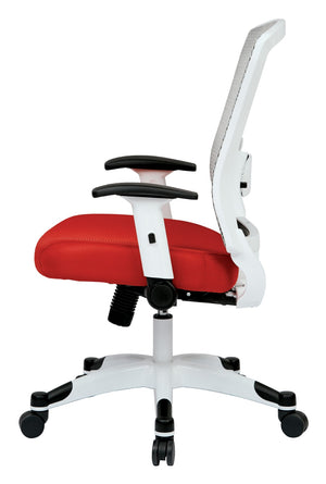 OSP Home Furnishings White Mesh Ergonomic Manager Office Chair with Lumbar Support and Synchro Tilt Control Red 317W-W1C1F2W-9