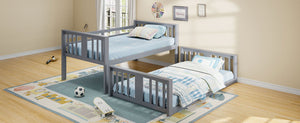 English Elm Twin Over Kids Bunk Bed Solid Pine Frame Gray Finish with Safety Guardrail N708P242163E