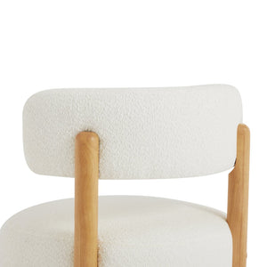 English Elm Modern Boucle Upholstered Armless Accent Chair Set with Thatched Wood Base for Living Room Beige N760S0000036A