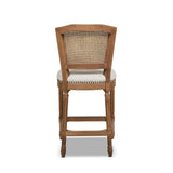 English Elm Triomphe Rattan Wicker High Back Armless Counter Bar Stool, White Pepper Stain Resistant High Performance Polyester