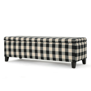 English Elm Christopher Knight Home® - OTTOMAN Black Fabric Storage Bench with Tapered Legs — Versatile Entryway Seat with Hidden Storage, 52" 60159.00BCHB