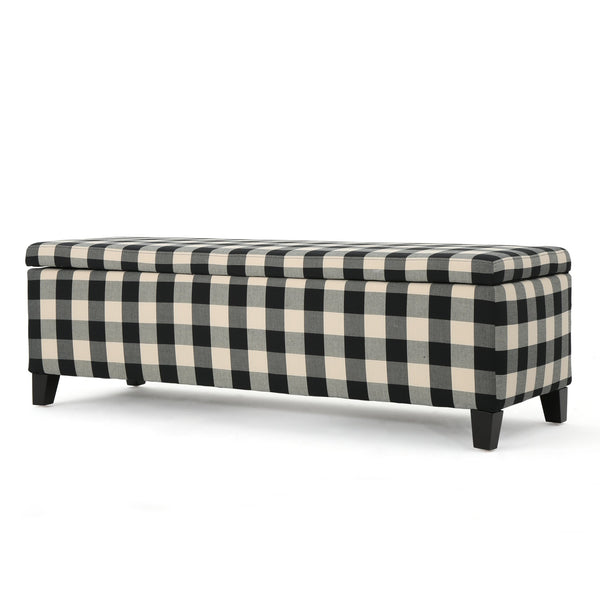 English Elm Christopher Knight Home® - OTTOMAN Black Fabric Storage Bench with Tapered Legs — Versatile Entryway Seat with Hidden Storage, 52" 60159.00BCHB