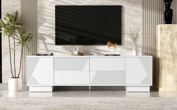 English Elm Vibe Haus Minimalist Media Console with Cabinets and Drawers for Living Room N724P360376K