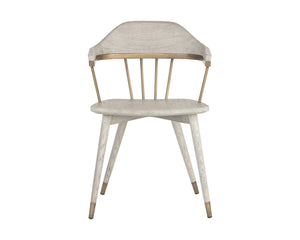 Sunpan Demi Dining Chair - Classic Elegance with Antique Brass Spindles and Solid Oak Wood Base for Dining Rooms Grey