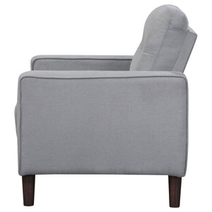 English Elm Harvey Grid Tufted Accent Chair in Grey Fabric with Tapered Legs for Any Room B062P440342