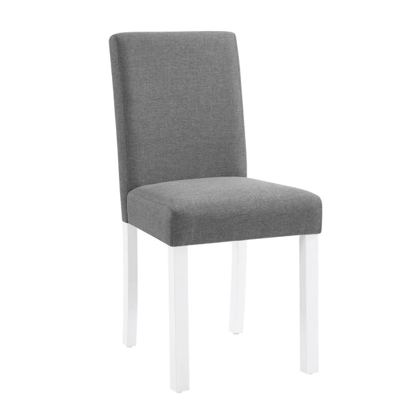 English Elm 5-piece Square Rubberwood Dining Set Seats Four with Upholstered Linen Chairs Modern W1998P418930