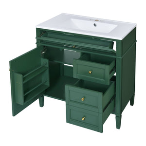 English Elm 30'' Modern Bathroom Vanity With Elegant Ceramic Sink, 2 Drawers & Tip-Out Storage - Stylish Upgrade! N710P250194F