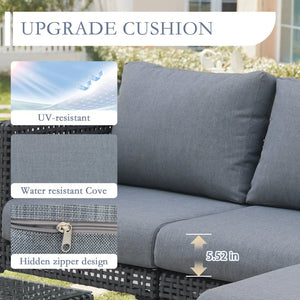 English Elm 4-piece L-shaped Aluminum Outdoor Sectional with Wood Grain Finish and Washable Cushions T5880S00017