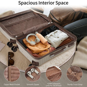 English Elm 4 Piece Abs Hard Shell Luggage Set with Spinner Wheels Tsa Lock and Packing Cubes Khaki PP313145AAM