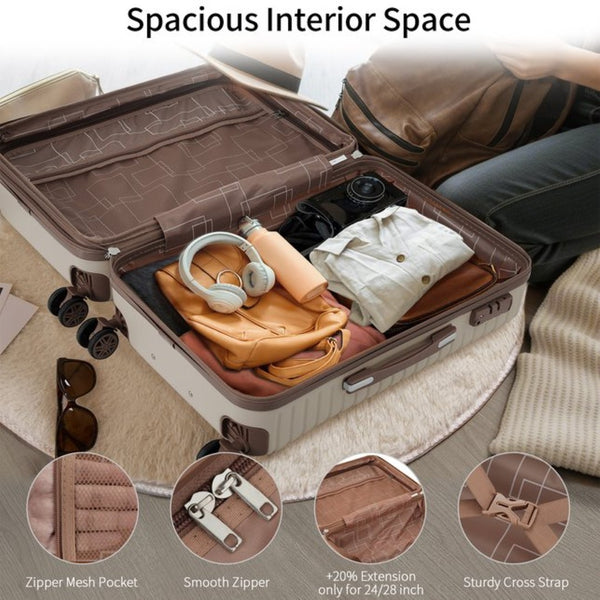 English Elm 4 Piece Abs Hard Shell Luggage Set with Spinner Wheels Tsa Lock and Packing Cubes Khaki PP313145AAM