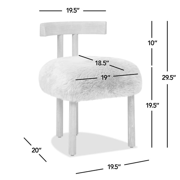 English Elm Jennifer Taylor Home - Arden Sheepskin Dining Chair 19.5" Natural Blonde Fur, Handcrafted Wood, Insulating Comfort B2719P321039