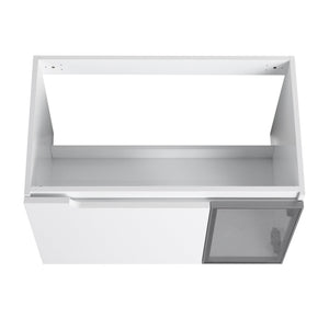 English Elm 30" Floating Bathroom Vanity Glossy White Plywood with Frosted Glass Soft Close Doors W999P387159