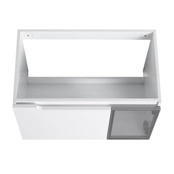 English Elm 30" Floating Bathroom Vanity Glossy White Plywood with Frosted Glass Soft Close Doors W999P387159